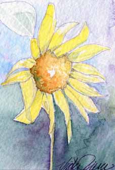 "Lone Sunflower" by Vicki Pierce, Mt. Horeb, WI - Watercolor 